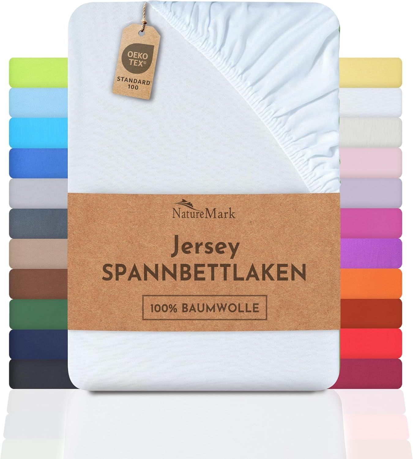 NatureMark Premium WASSERBETTEN & BOXSPRINGBETTEN Spannbettlaken Jersey 200x220 cm +40cm Steghöhe Größe 180x200-200x220 cm, Farbe: Weiß