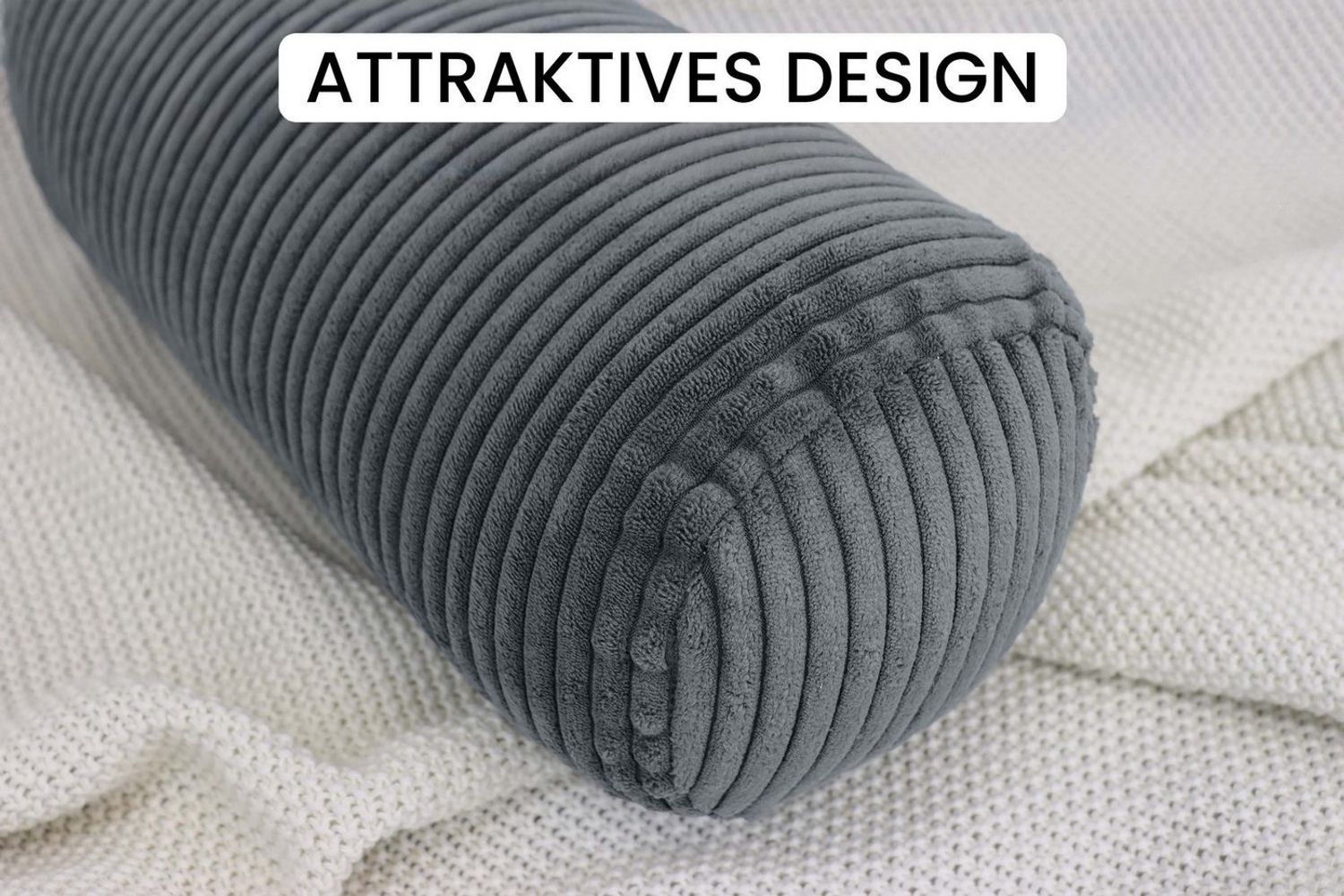 Amilian Nackenrollenbezug 15x40 cm - Ersatzbezug für Nackenrolle, Bettrolle, Kissenrolle, waschbarer Bezug mit verdecktem Zip für leichtes Abnehmen.