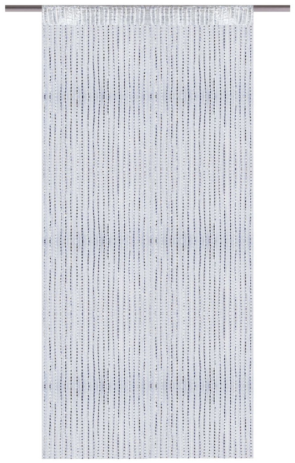 Fadenvorhang Lurex- Optik Fadengardine mit Stangendurchzug Türvorhang, attraktiv und modern in vielen verschiedenen Ausführungen erhältlich Weiß 90x250cm