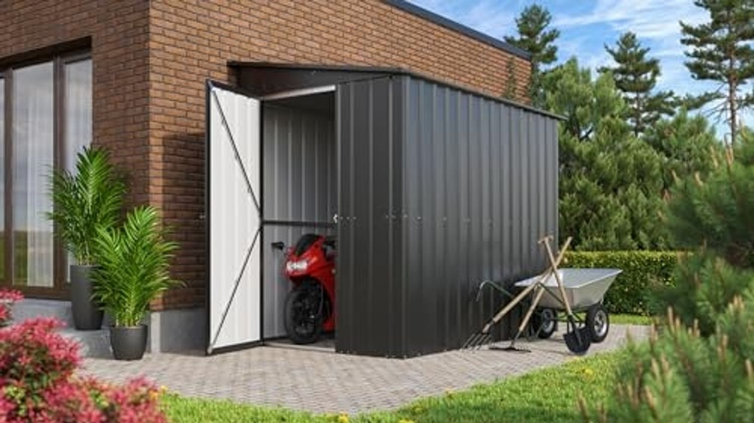 Globel Gerätehaus "Wand-Zierde Lean To 58", anthrazit