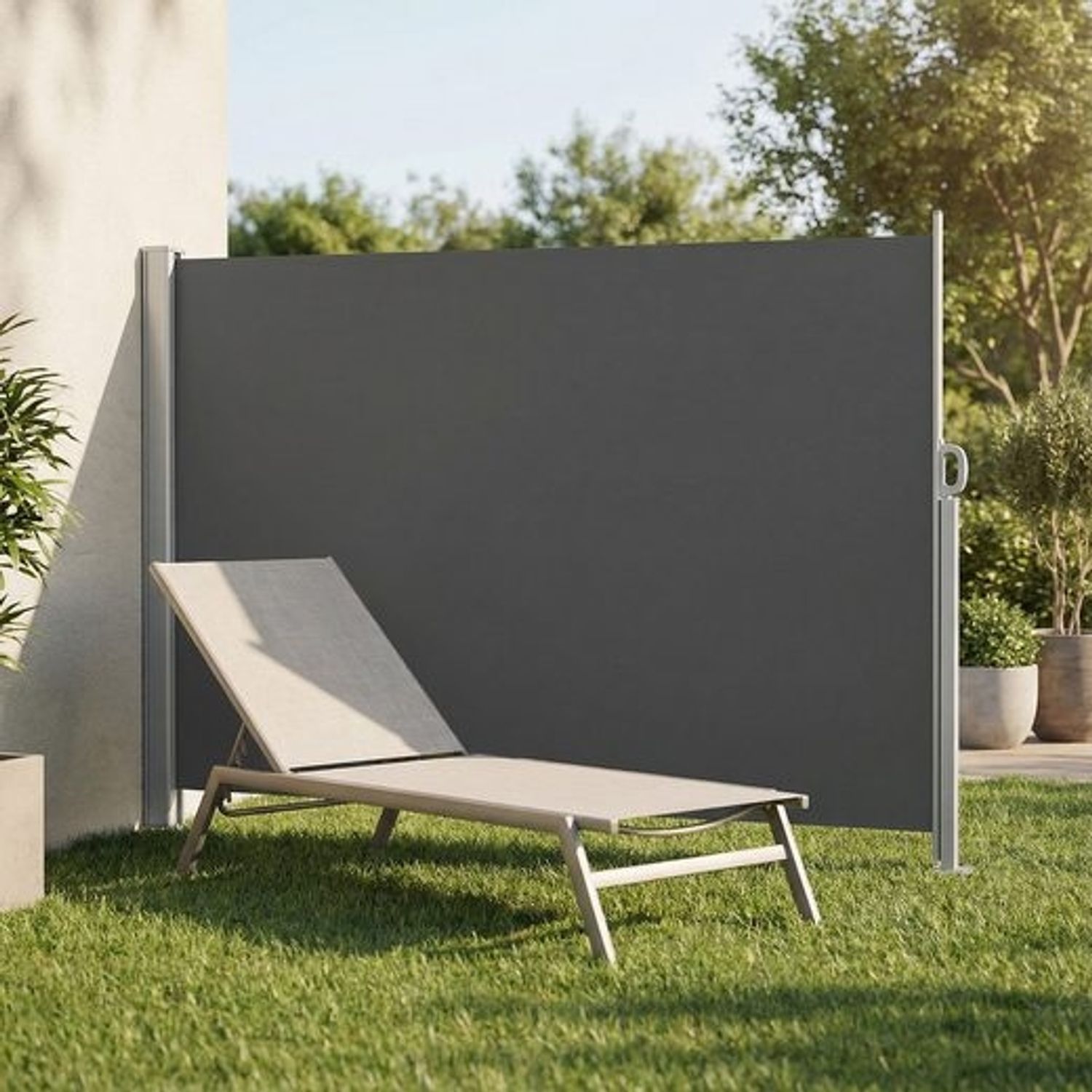 SONGMICS Seitenmarkise mit Stahl-Kasten, rostbeständig, ausziehbar, 160 x 500 cm, anthrazit