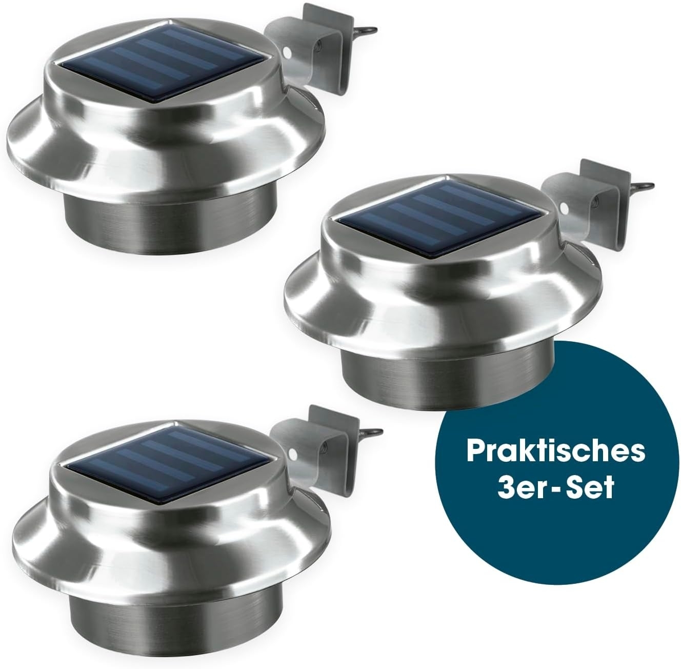 EASYmaxx Dachrinnenleuchten Solar-Leuchte Dachrinne, Edelstahl, Außenbeleuchtung, Kabellos, Beleuchtung