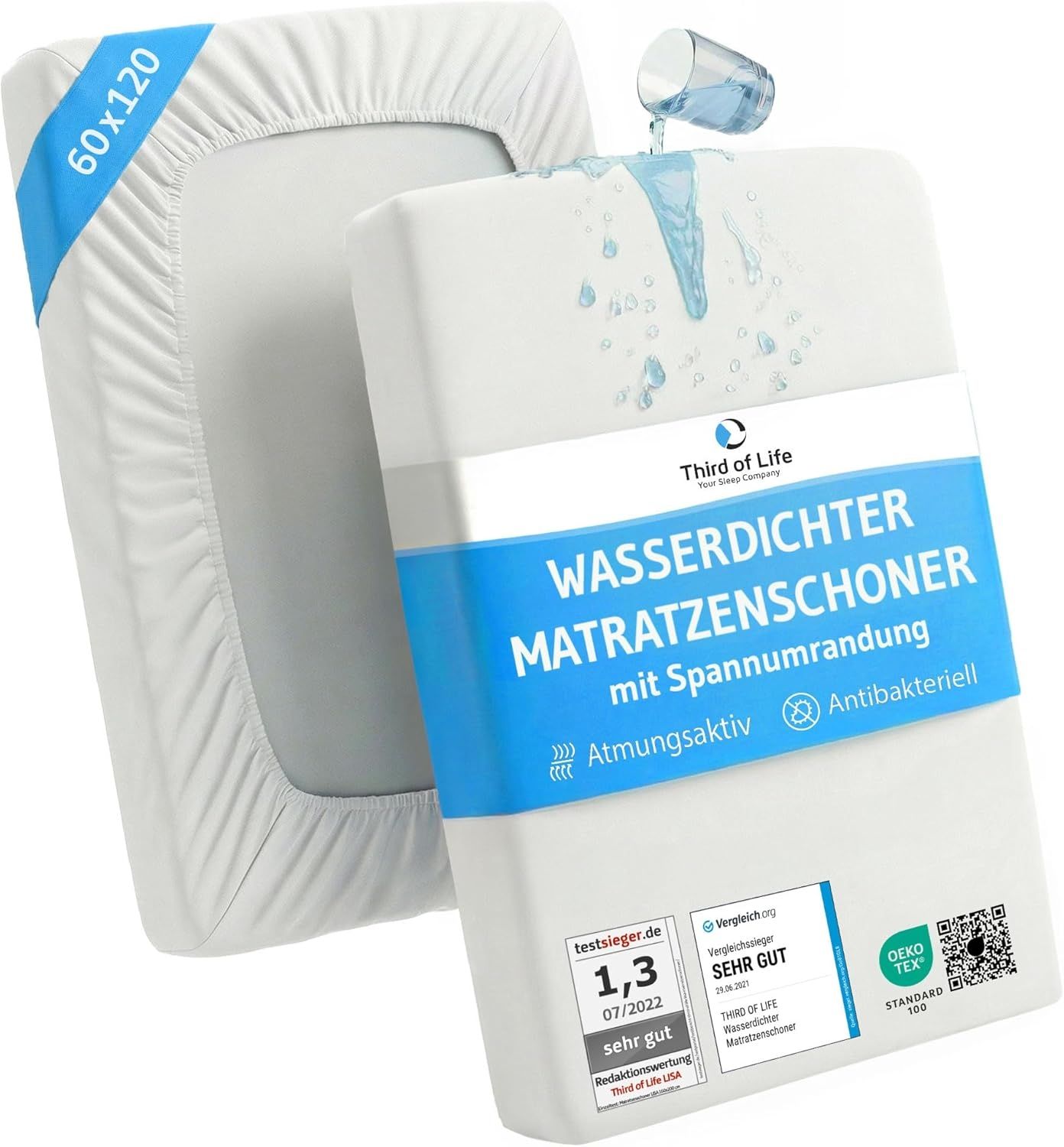 Matratzenschoner, wasserdicht, hygienisch, atmungsaktiv, Anti-Allergie, Dermathologisch getestet, 60x120 cm