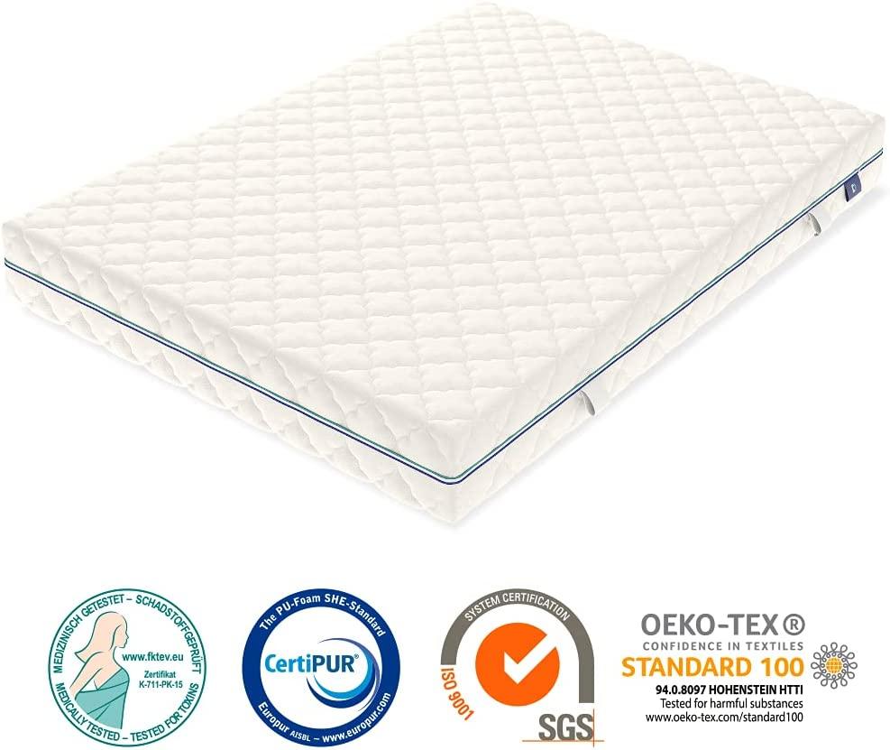 DUEDO Basic Kaltschaum Taschenfederkernmatratze 160x200 cm - Doppelmatratze mit Härtegrad H3 & H4-7Zonen Matratze mit Kaltschaum - Matratze mit Schaumstoff und hoher Punktelastizität - 24 cm hoch