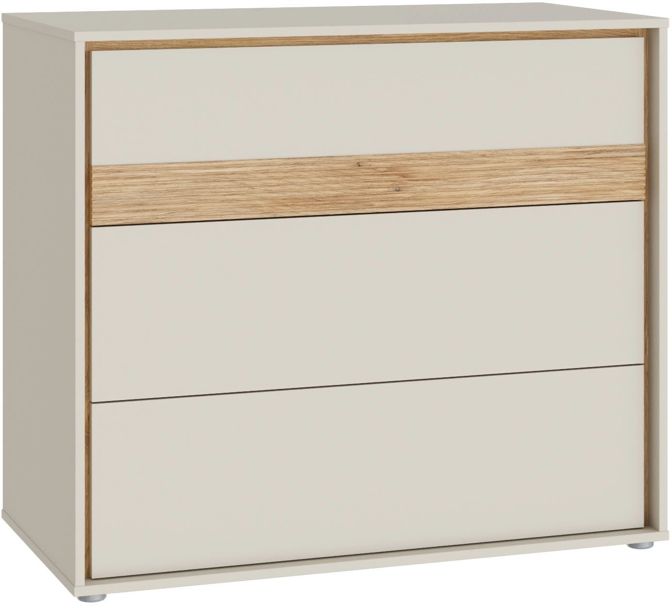 Forte WEXLIN Kommode 95 100, Moderne Kommode mit 3 Schubladen, Kinder- und Jugendzimmer, Holzwerkstoff, Kaschmir | Beige |Mauvella Eiche Holzdekor, 96,3 cm breit x 84,1 cm hoch x 50,2 cm tief