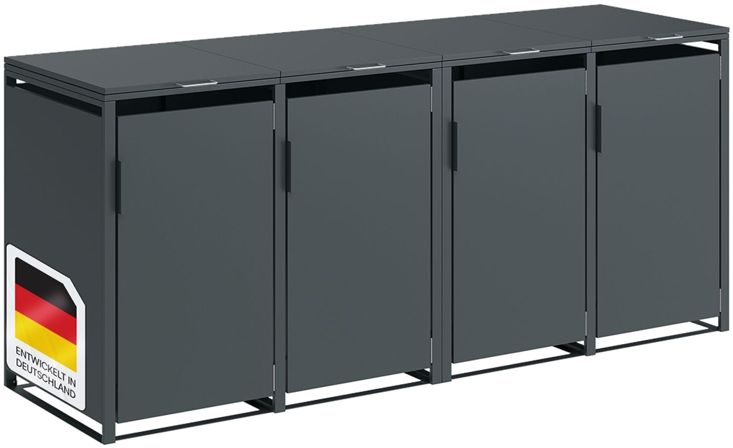 STEELSØN 'Thoria' Mülltonnenbox 4er je 120 Liter, anthrazit, Mülltonnenverkleidung aus Stahl, wetterfest, 102x62x234 cm, Müllbox für 4 Tonnen