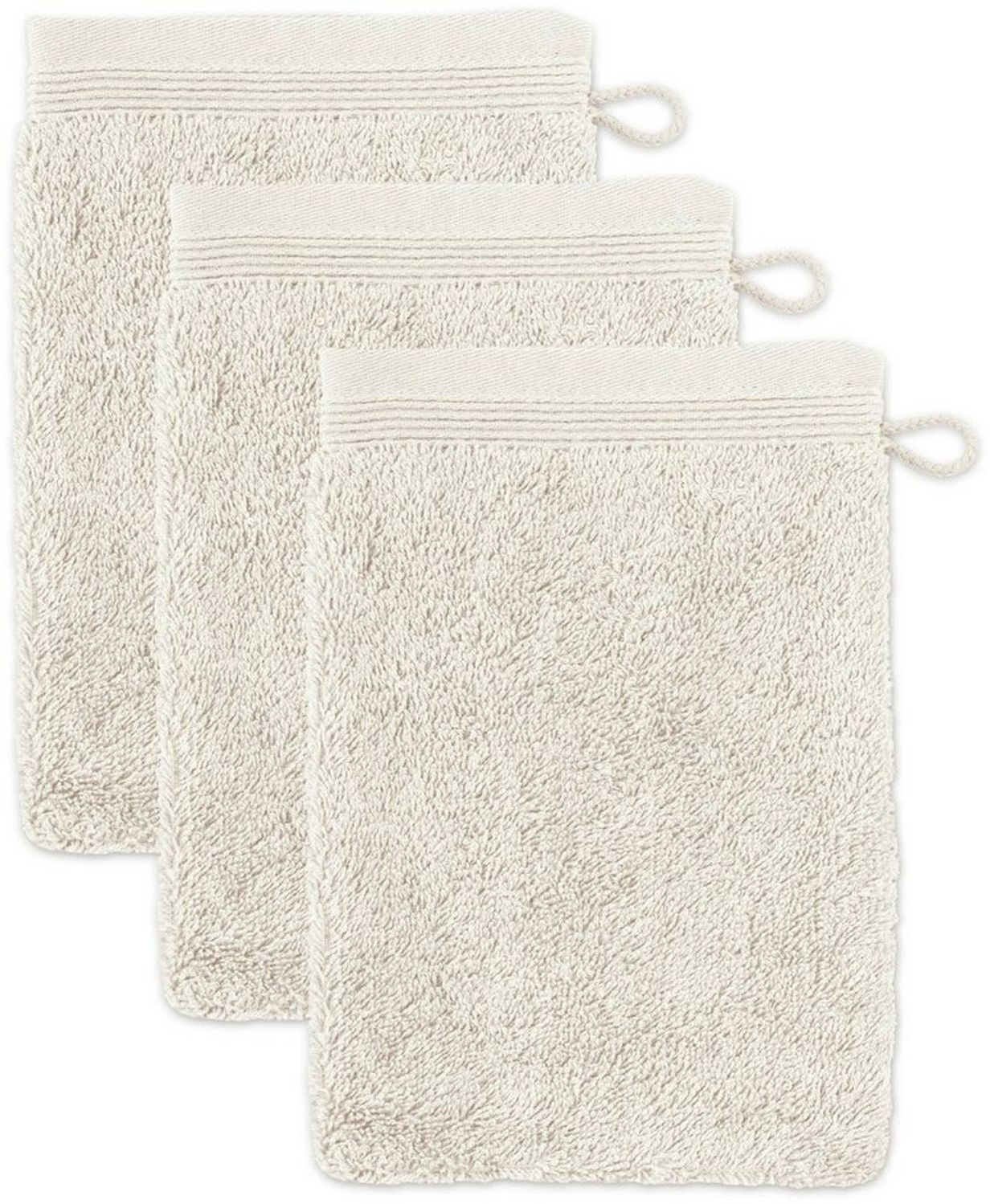 Möve Superwuschel Waschhandschuh 15x20 cm aus 100% Baumwolle, Nature 3er Set