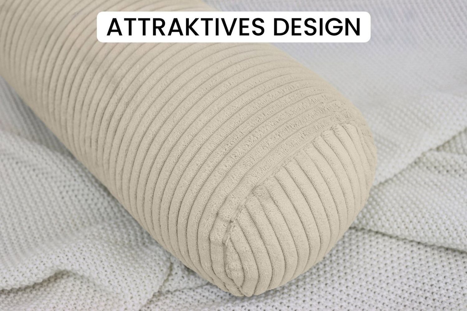 Amilian Nackenrollenbezug 15x40 cm - Ersatzbezug für Nackenrolle, Bettrolle, Kissenrolle, waschbarer Bezug mit verdecktem Zip für leichtes Abnehmen.