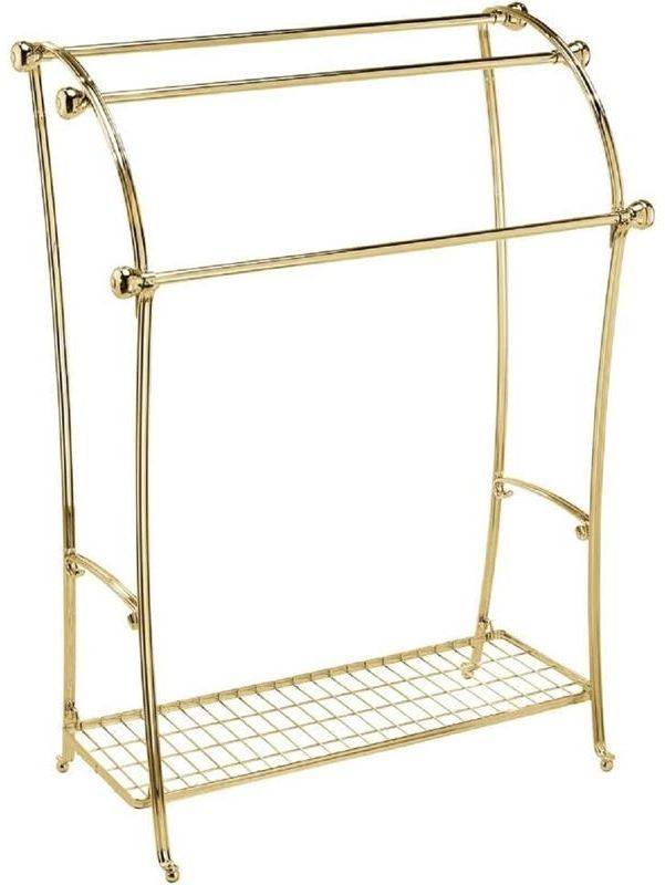 mDesign Handtuchhalter Handtuchständer Ablage freistehend Metall Messing