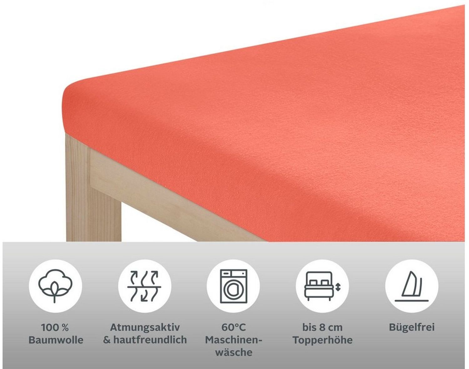 OTTO home Spannbettlaken Topper Basic, in Gr. 90x200, 140x200 oder 180x200 cm, Baumwoll-Jersey, Gummizug: rundum, (2 Stück), Baumwolle, Matratzen bis 8 cm Höhe, Bettlaken, Spannbetttuch, Laken