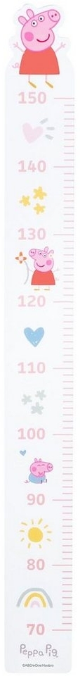 roba Messlatte 'Peppa Pig' - Skala von 70 cm bis 150 cm für Kinder - Holz - Weiß / Rosa