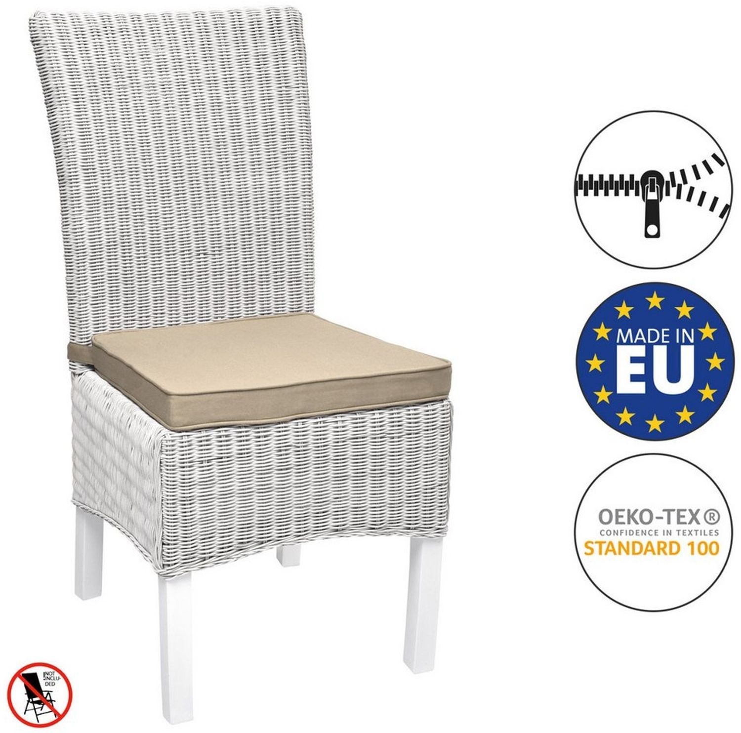 Beautissu Stuhlkissen 6er Set Loft SK Stuhlkissen Natur, 45 x 40 x 5 cm, Stuhlpolster mit Bändern Sitzkissen für Stühle, rutschfest