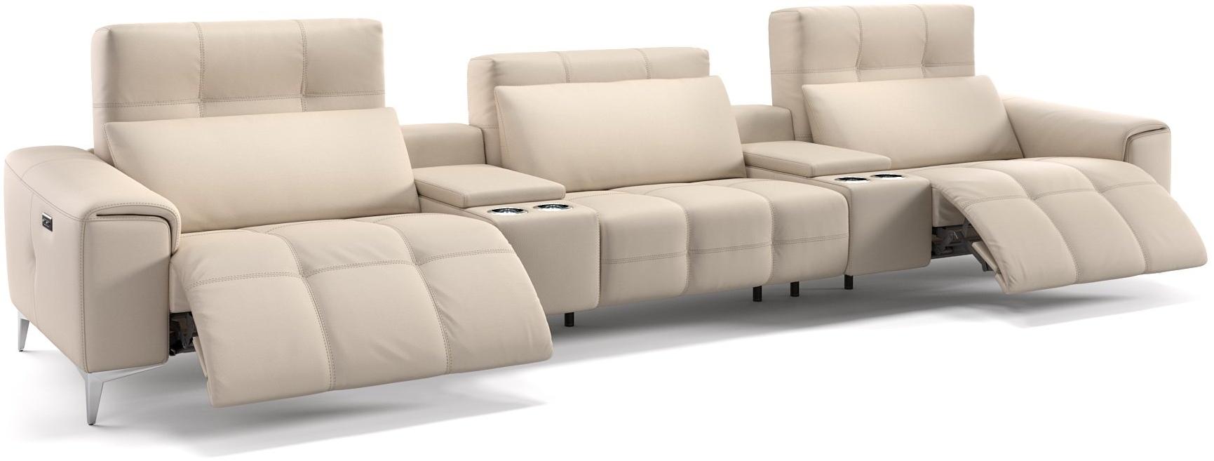 Sofanella SALENTO Ledercouch Kino Kinocouch Dreisitzer in Creme S: 310 Breite x 100 Tiefe