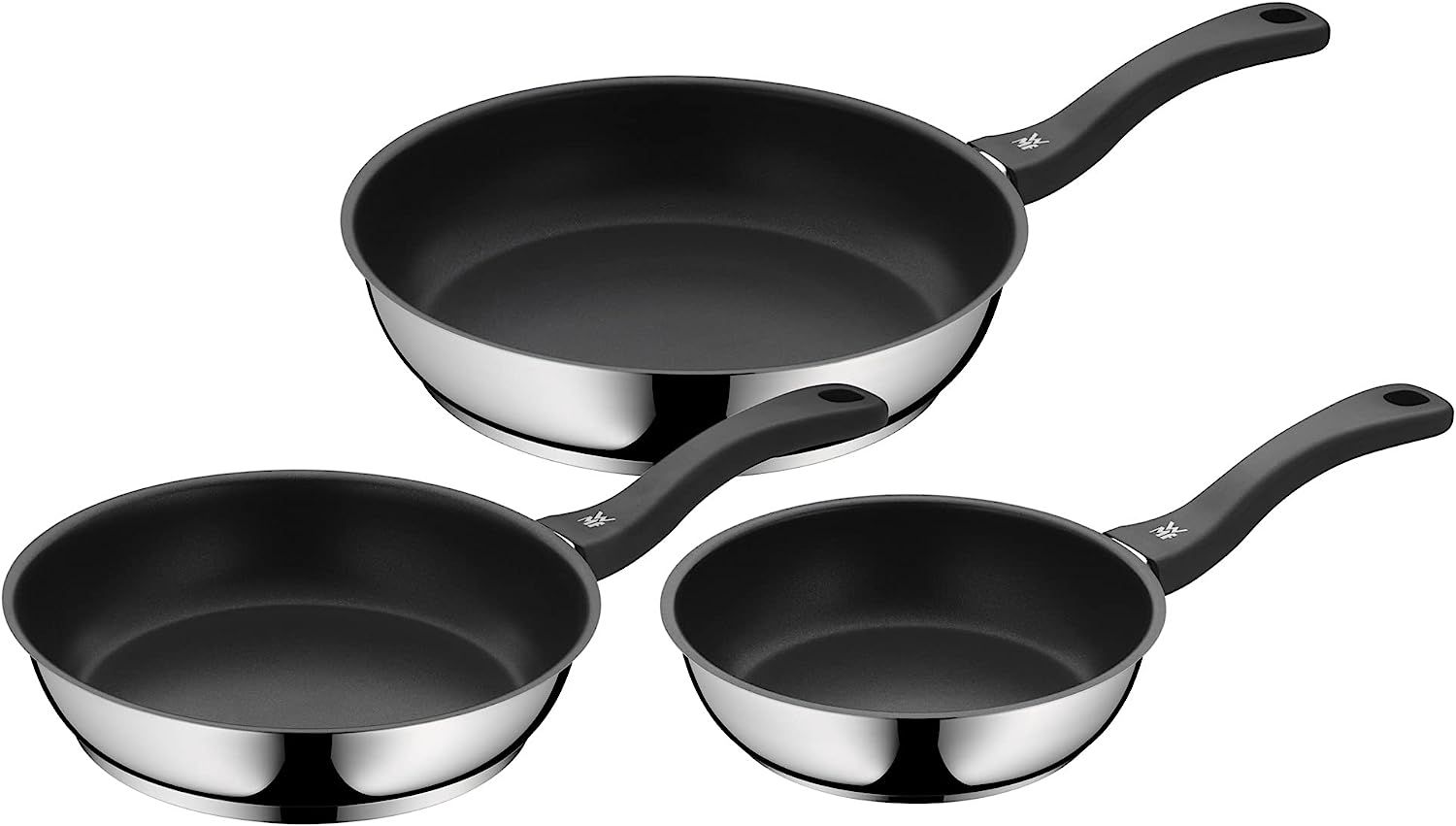 WMF 'Devil' Fry Pan Set, Cromargan silber, Ø20 cm, Ø24 cm & Ø28 cm