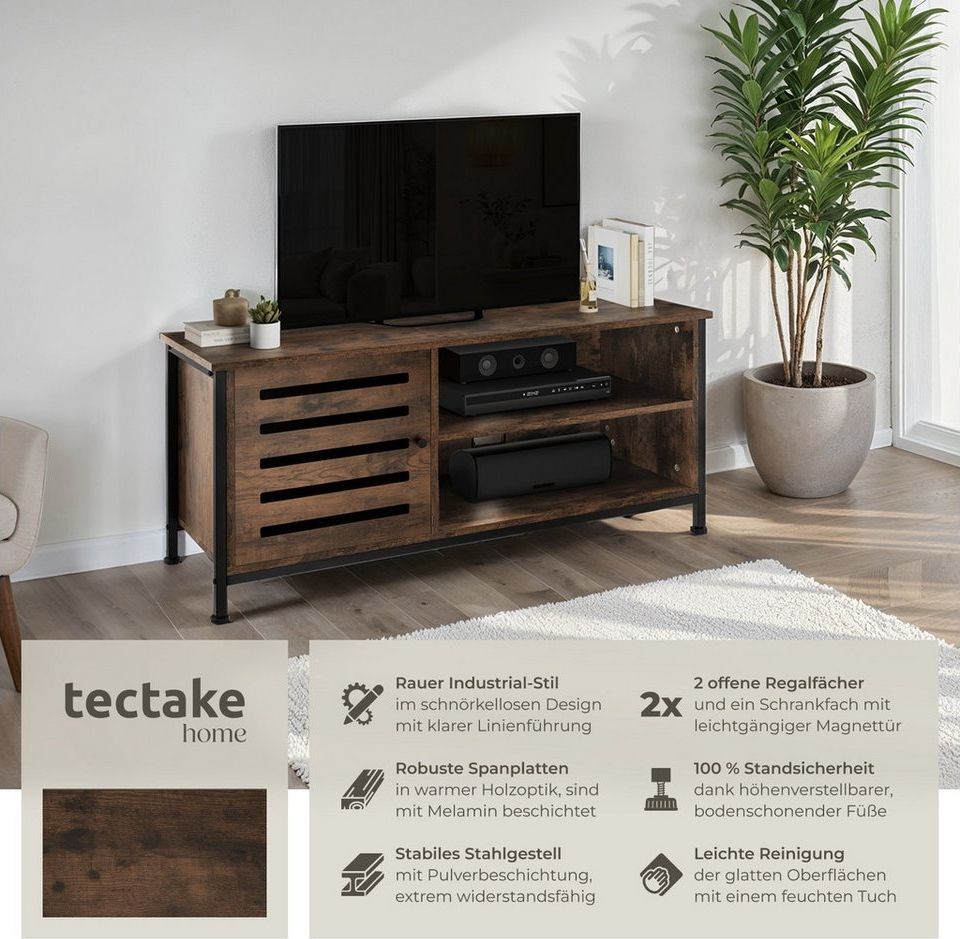 tectake Lowboard TV-Board (TV-Board, Montagematerial, Montageanleitung), Industrial Style
