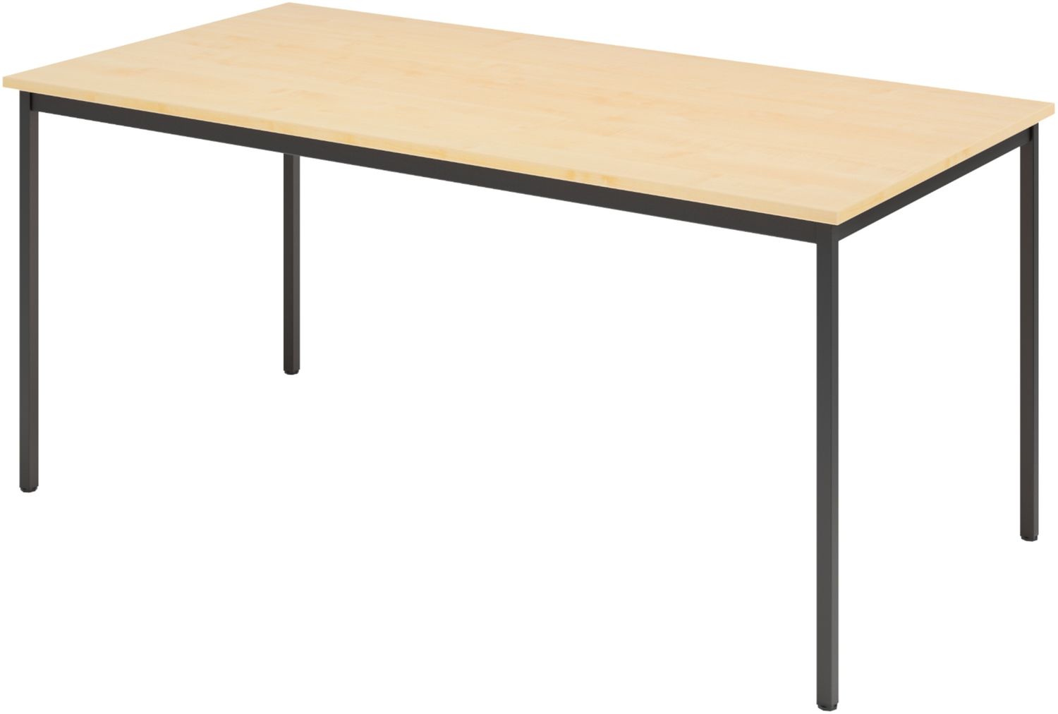 bümö Tisch, Multifunktionstisch 160 x 80 cm in Ahorn/Schwarz - Besprechungstisch, Konferenztisch, Meetingtisch, Mehrzwecktisch, Pausentisch, Besprechungsraum, Meetingraum, Pausenraum, VS16-3-D