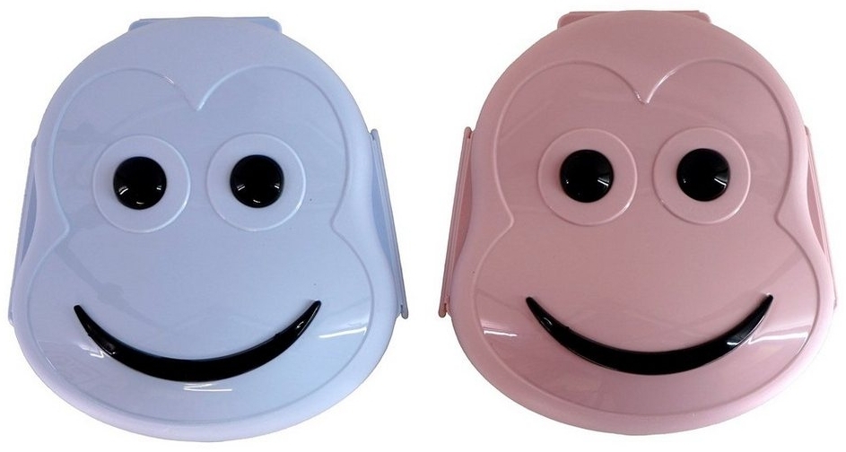 HAC24 Lunchbox Kinder Brotdose Brotbox Frühstücksbox Vesperbox Vesperdose, Kunststoff, (2-tlg), Affenkopf Design mit Klick Verschluss