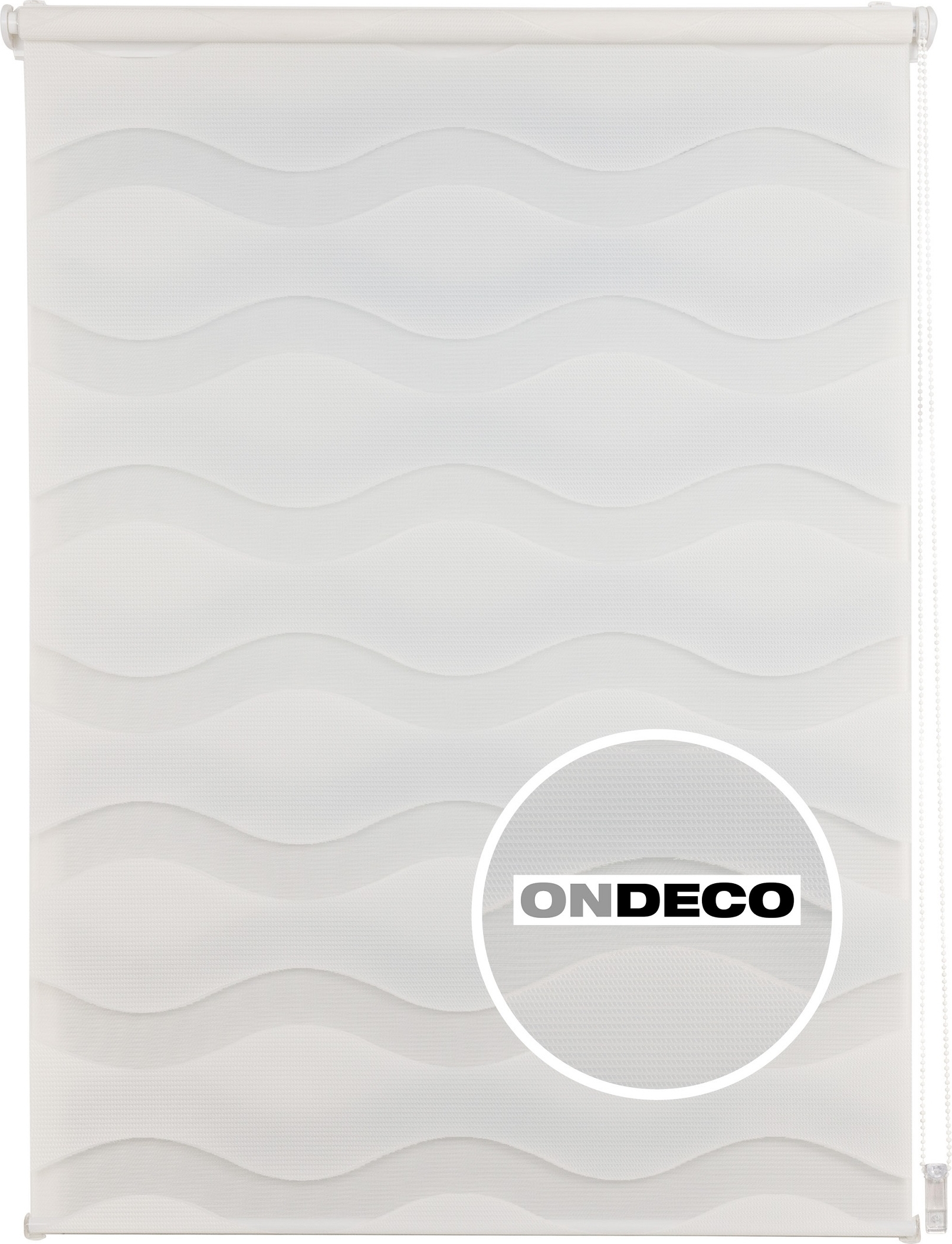 ondeco Duo Rollo Wave ohne Bohren, Klemmfix für Fenster innen, Seitenzugrollo Klemmen Sichtschutz Sonnenschutz, lichtdurchlässig und Blickdicht - Weiß - 80x160 cm