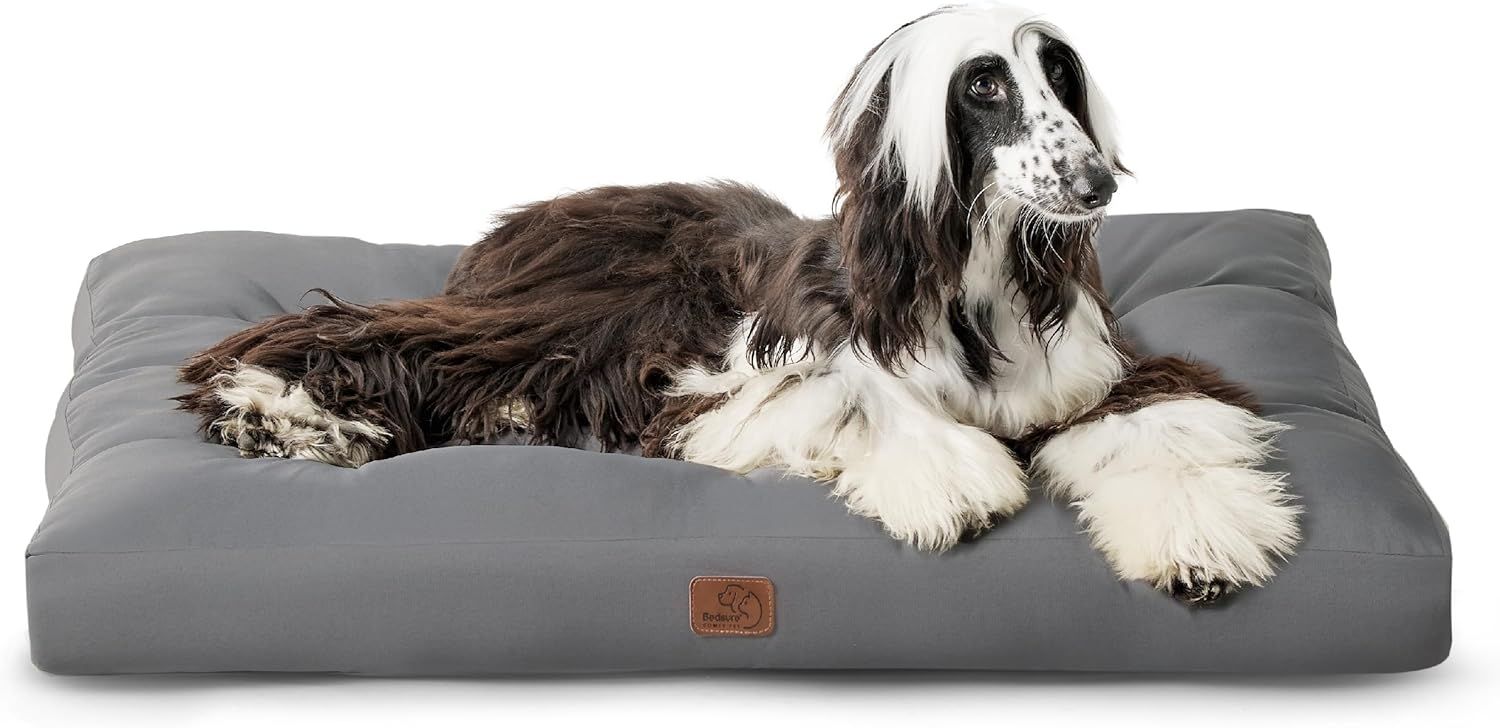 BEDSURE Hundekissen Grosse Hunde waschbar - 120x90 cm hundematratze XXL für große, mittelgroße Hunde Outdoor gepolstert Hundematte dunkelgrau in 10cm Höhe, XL Kühlmatte für Haustiere