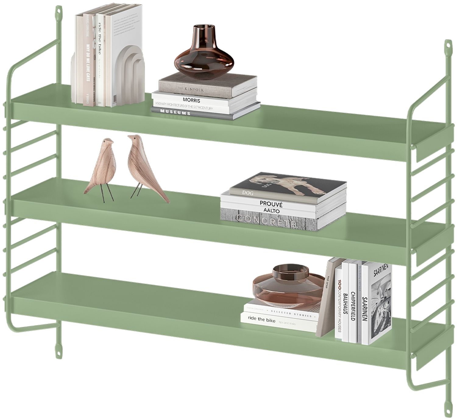skølm 'Mimir' Wandregal, mit 3 höhenverstellbaren Regalböden, Metall, 50x60x15 cm, mintgrün