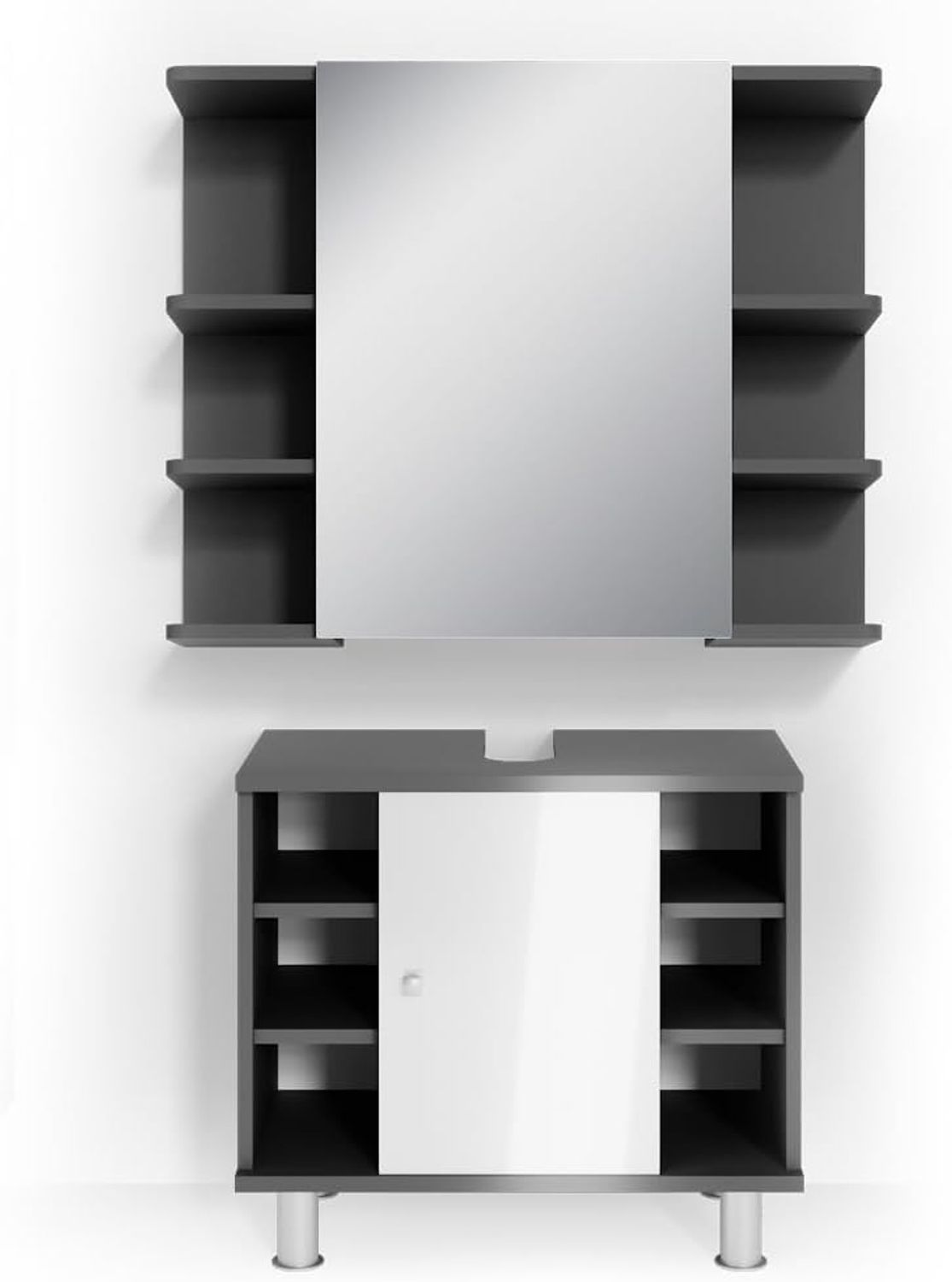 Badmöbel-Set Fynn Anthrazit 2 Teile Vicco