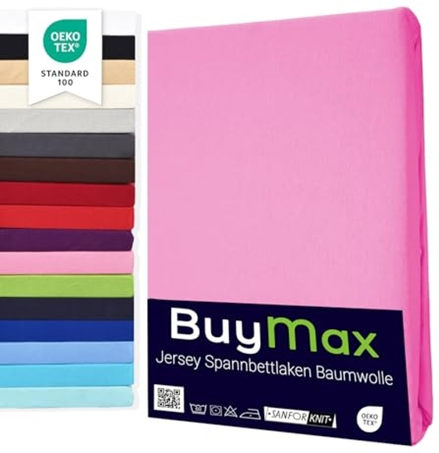 Buymax Spannbettlaken Topper, Spannbetttuch für Topper bis 9 cm Höhe, 100% Baumwolle Jersey, Altrosa, Topper 120x200 cm, 1