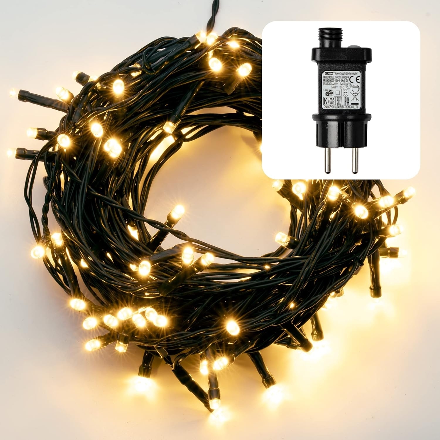 hellum Lichterkette außen 120 LED warmweiß, Lichterkette mit Timer, innen, für Weihnachtsbaum 11.9m beleuchtete Länge, Kabelfarbe grün