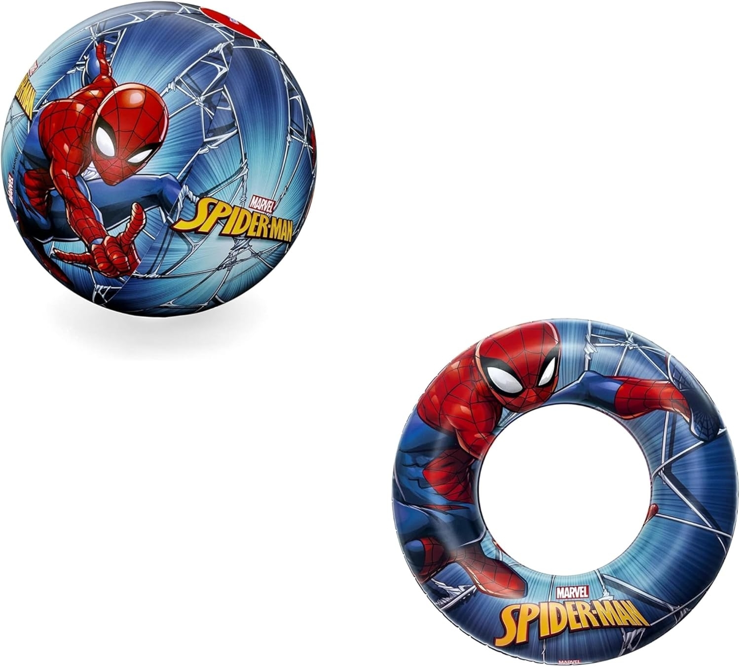 Bestway | Spider-Man Bade-Set | Wasserball 51 cm + Schwimmring 56 cm | ideal für Strand oder Schwimmbad