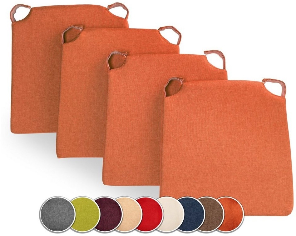 sunnypillow Stuhlkissen 4er Set Kissen Maße: 42 (vorne), 35 (hinten) x 40 x 5 cm