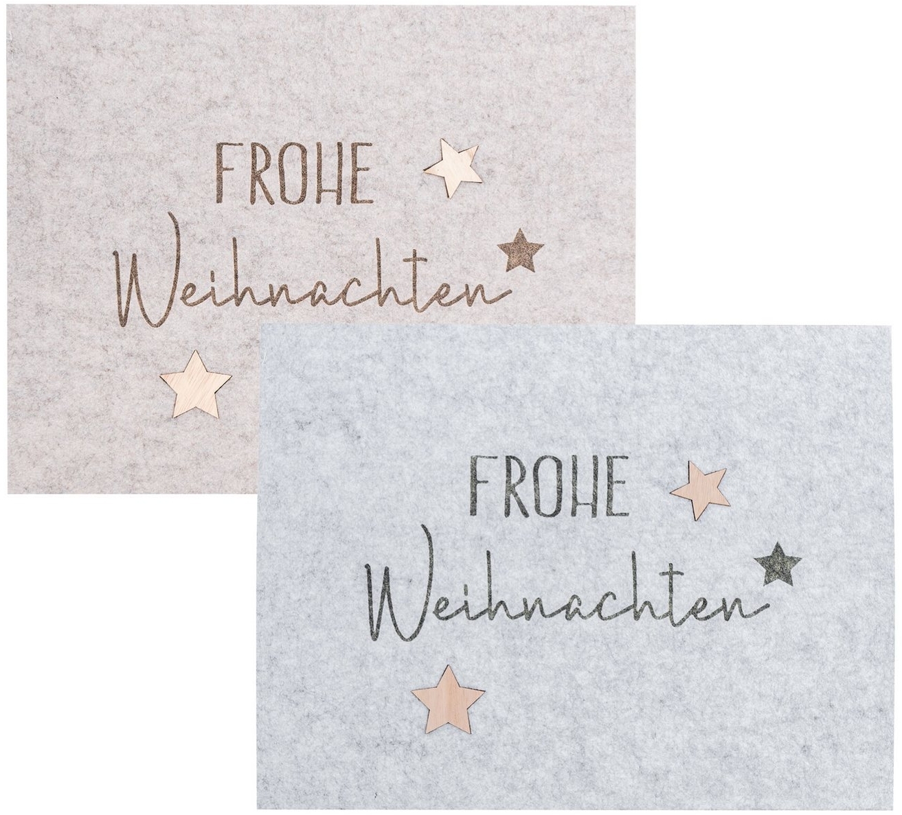 Levandeo® Platzset, 2er Set Platzset Frohe Weihnachten Filz Grau Beige Tischset XMAS
