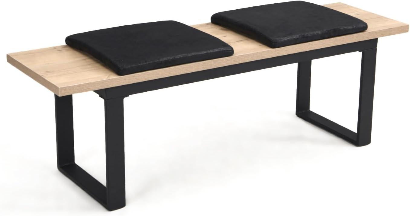 B&D home Sitzbank ILVY | Esszimmerbank 120 cm Sitzauflagen gepolstert Holzbank für Esszimmer, Flur, Garderobe | Industrial modern, Sandeiche Optik