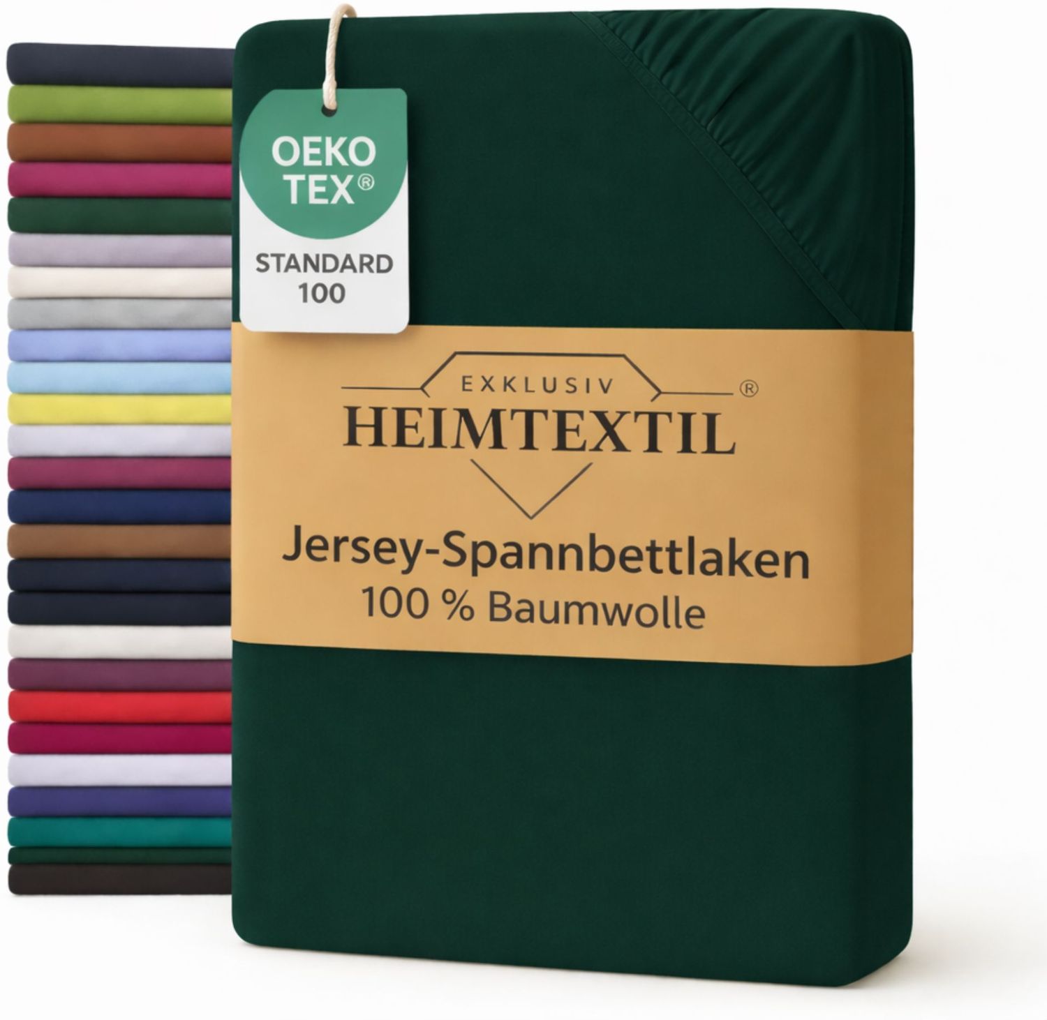 EXKLUSIV HEIMTEXTIL Marke Jersey Spannbettlaken 160 x 200 cm Dunkelgrün 100% Baumwolle Öko - Tex Zertifiziert Bed-Sheet Bettlaken Spannbetttuch Topper Leinentuch
