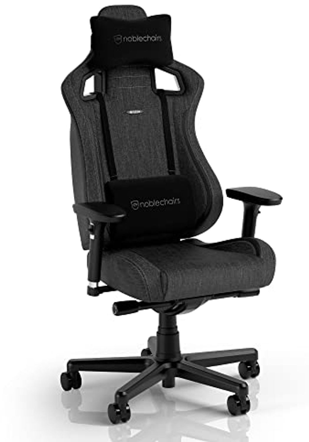 noblechairs Epic Compact TX Gaming Stuhl, Bürostuhl, Schreibtischstuhl, Kopf- und Lendenstütze, Atmungsaktives Textilgewebe, Entwickelt für Nutzer bis 120 kg und 1,7 Meter Hoch, Anthrazit