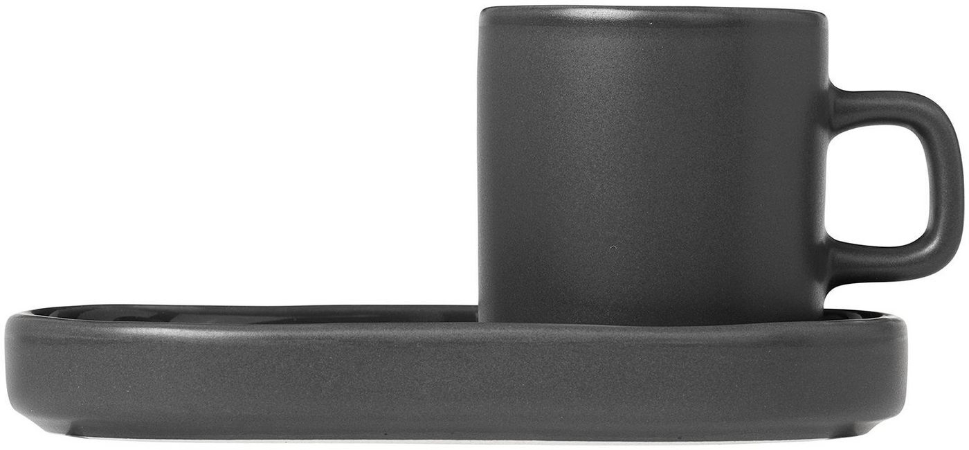 blomus Espressotasse PILAR, 4-tlg, Keramik, 2 Tassen, 2 Untertassen