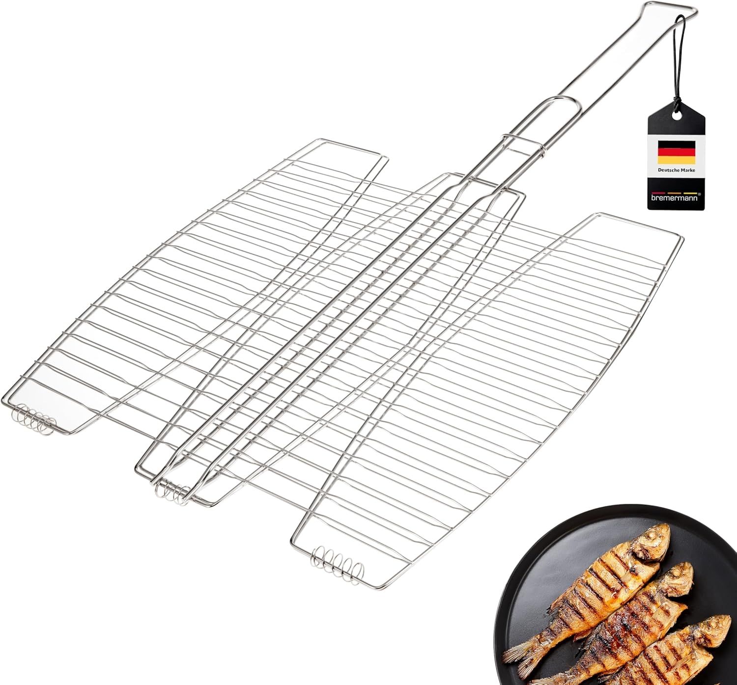 bremermann Grillguthalter Fischgriller 3fach // Edelstahl // ca. 65 x 39,5 cm // Fischbräter