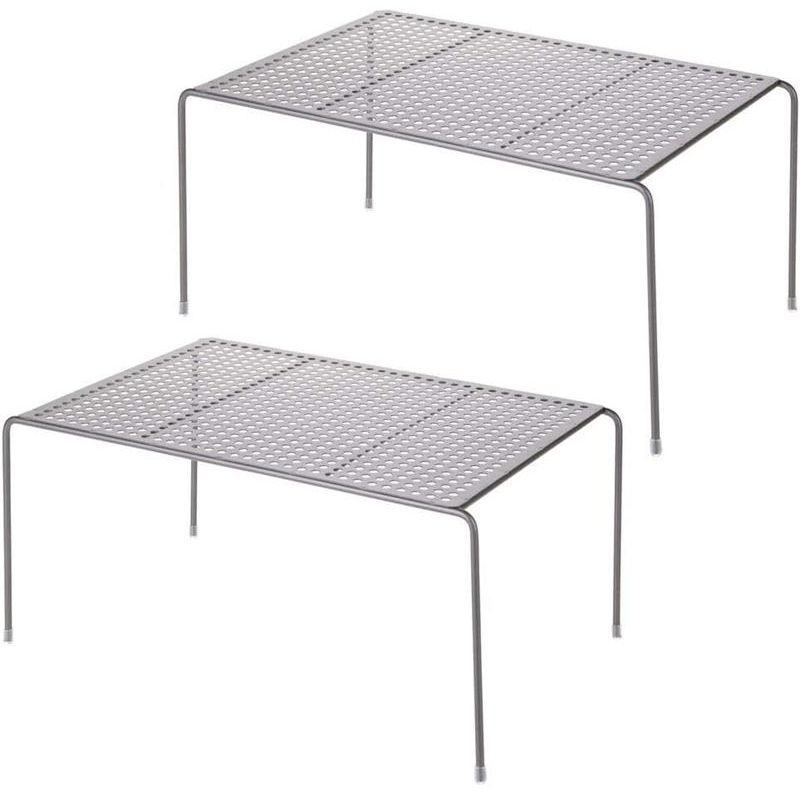 mDesign Küchenregal Geschirrablage Aufbewahrung Organizer 2er Set Metall Grau