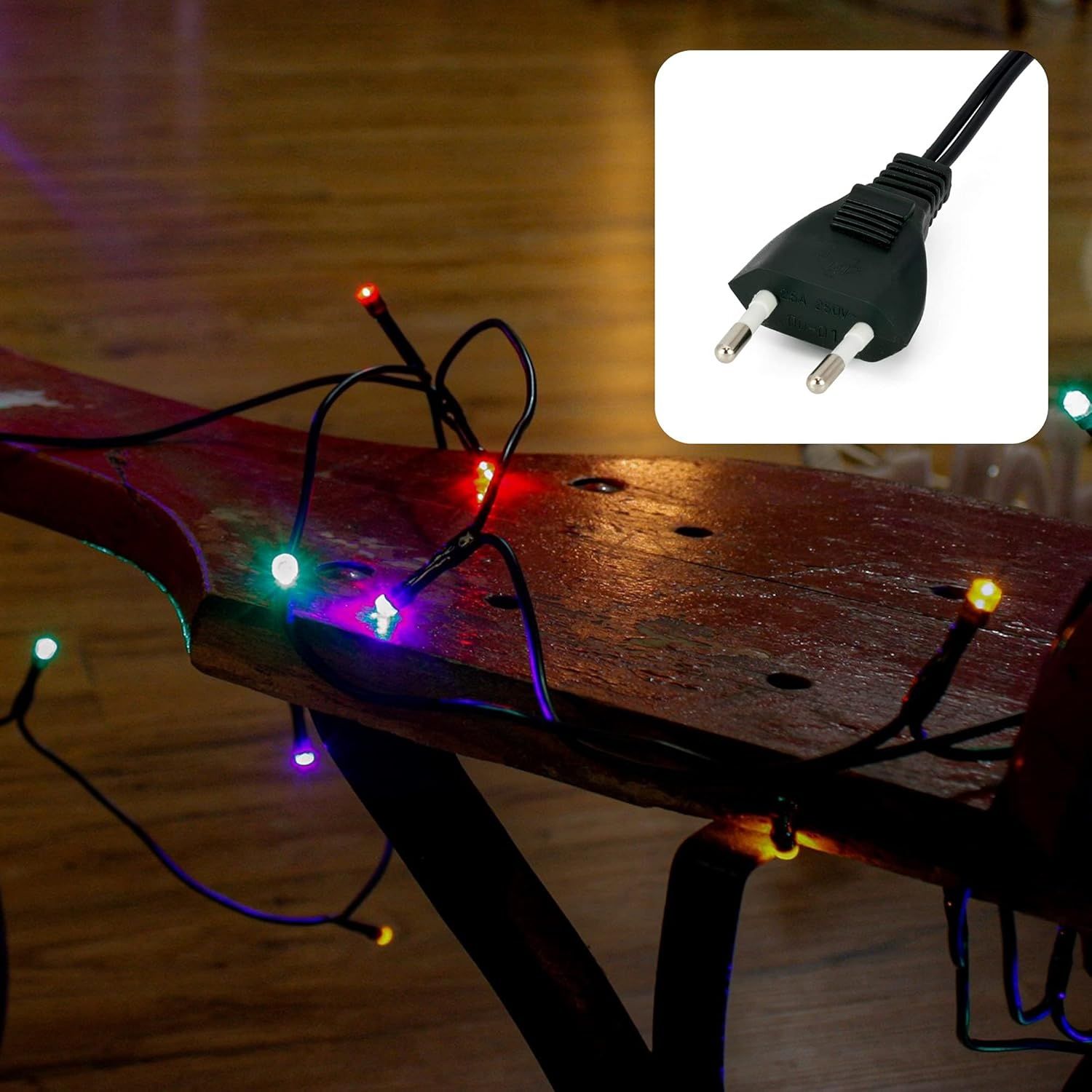 hellum LED Mini Lichterkette Innen, 100 bunte LED, 1485cm beleuchtete Länge, mini Lichterkette bunt innen mit Stecker, für Weihnachtsbaum oder Partybeleuchtung, 577617