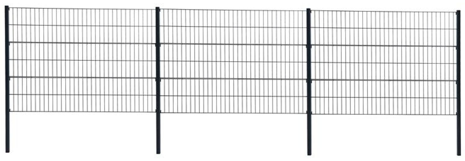 Doppelstabmattenzaun Gitterzaun Drahtgitter 120cm RAL 7016 Gartenzaun Stabmatten