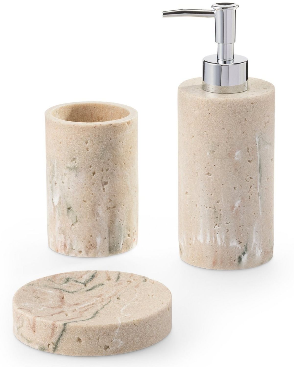 Navaris Badaccessoire-Set Badezimmer Seifenspender Set - 3er Set Badezimmer Accessoire, 3 tlg.