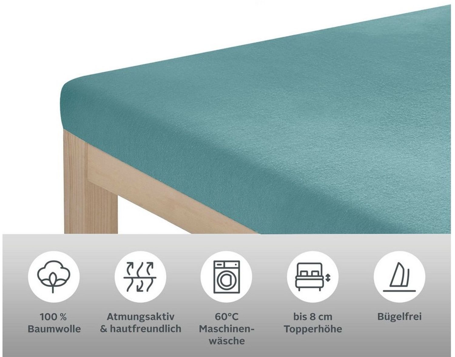 OTTO home Spannbettlaken Physalis Topper COMFORT, Jersey, Gummizug: rundum, (1 Stück), Baumwolle, Matratzen bis 10 cm Höhe, Bettlaken, Spannbetttuch, Laken