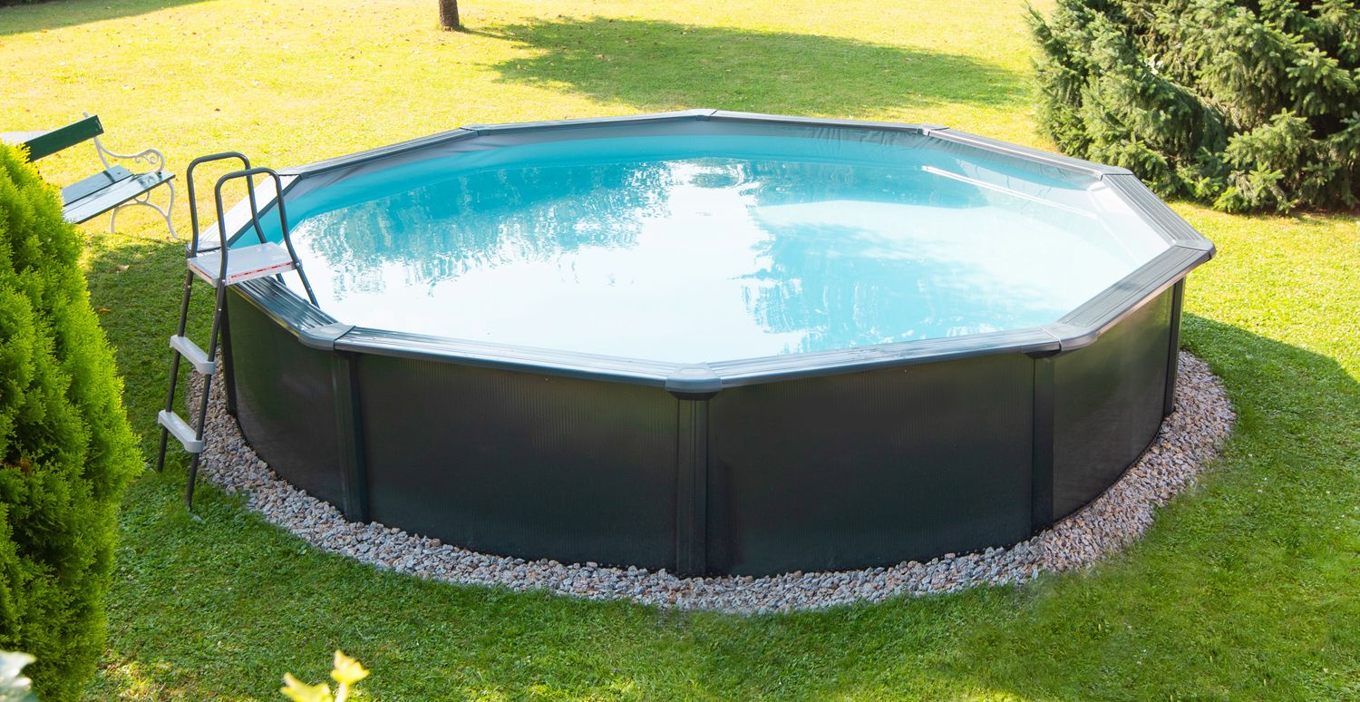 Steinbach Stahlwandpool Set Nuovo de Luxe II, grau, Ø 460 x 120 cm
