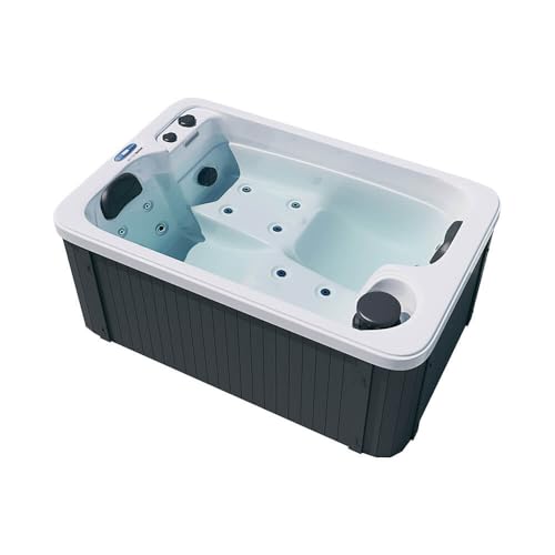 Home Deluxe Outdoor Whirlpool HORIZON, 2 Liegeflächen, Unterwasserbeleuchtung, Ozonendesinfektion, integrierter Wasserfall, korrosionsbeständiger Holzrahmen