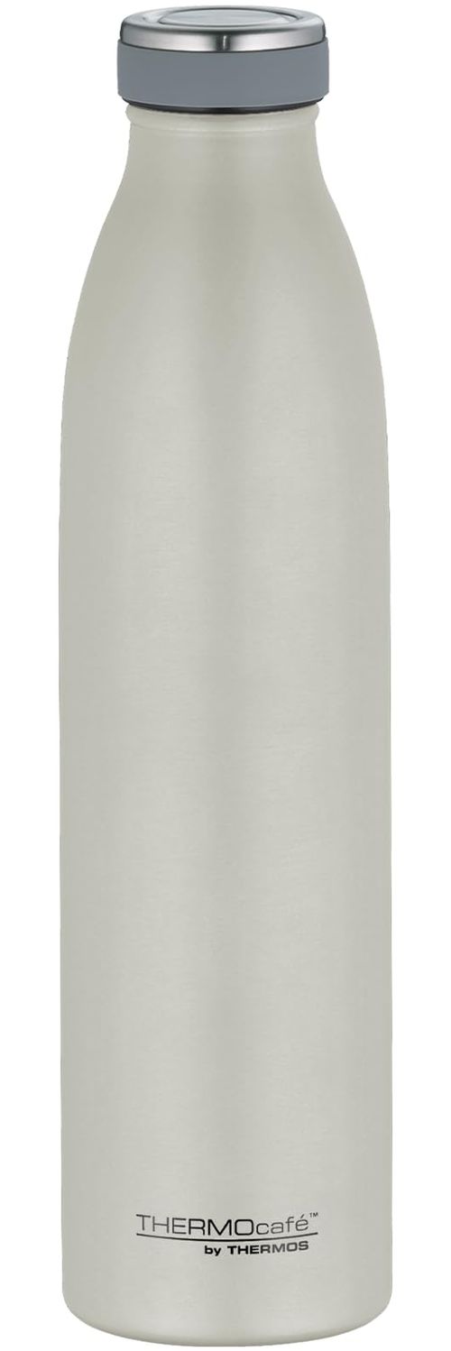 THERMOcafé by THERMOS TC BOTTLE beige matt 0,75l, Isolierflasche aus Edelstahl, kohlensäurefest, 12h heiß 24h kalt, Auslaufsicher, für Schule, Unterwegs & Büro