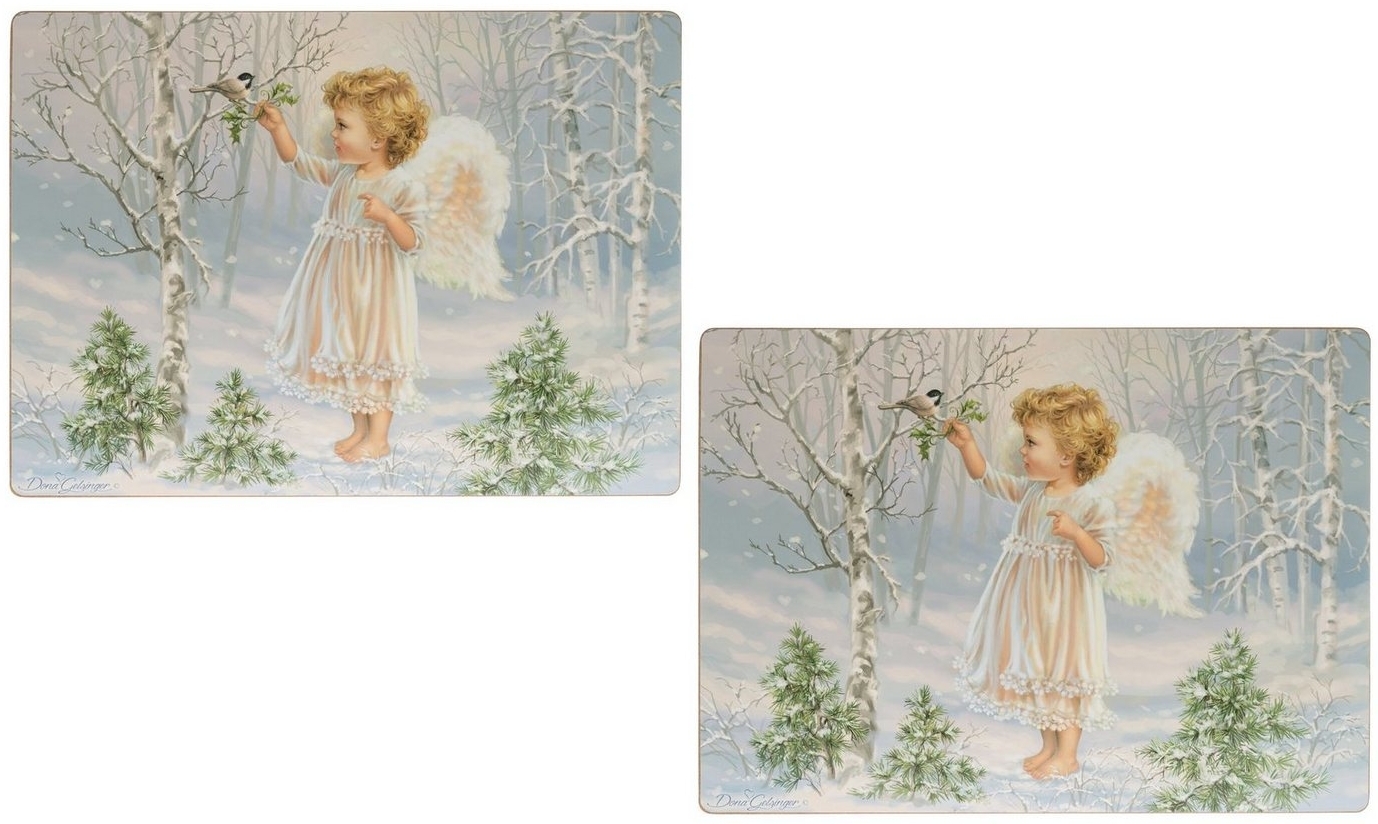 Wohnando Platzset Platzset aus Kork für den Tisch winterlicher Engel - 2er Set