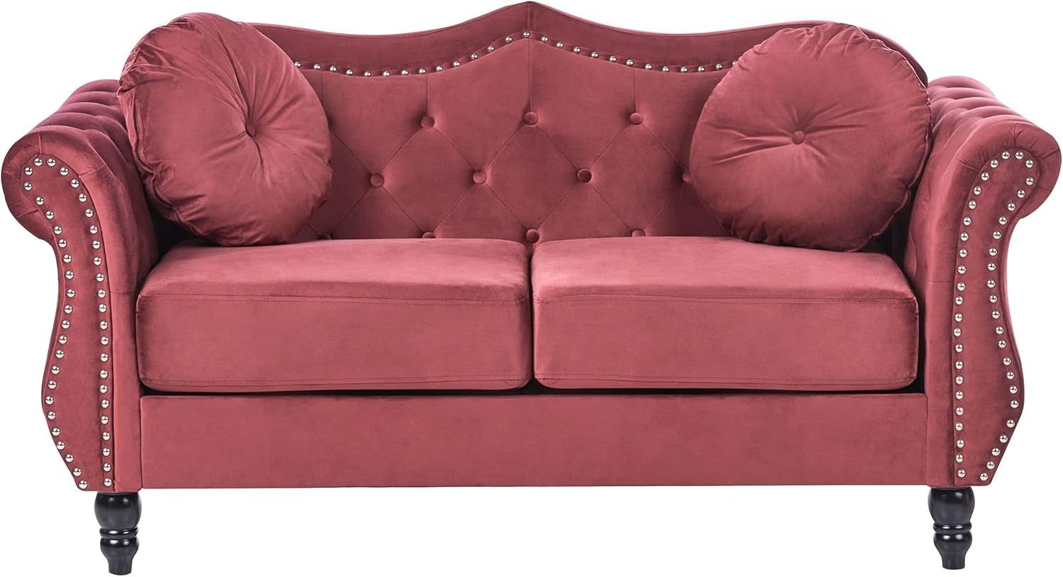 2-Sitzer Sofa Samtstoff dunkelrot SKIEN