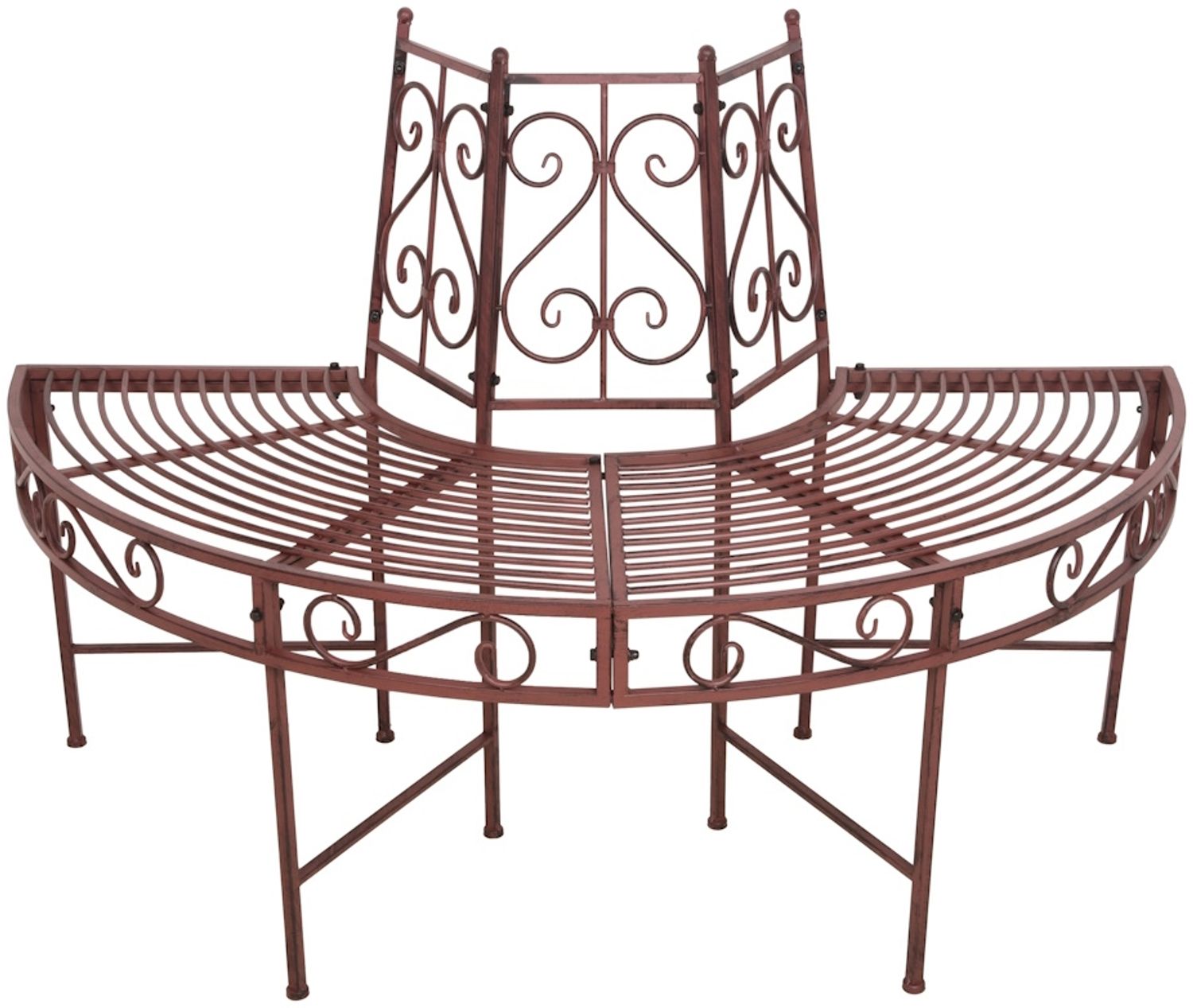 Baumbank NARVI Metallbank halbrund dunkelbraun antik lackiert