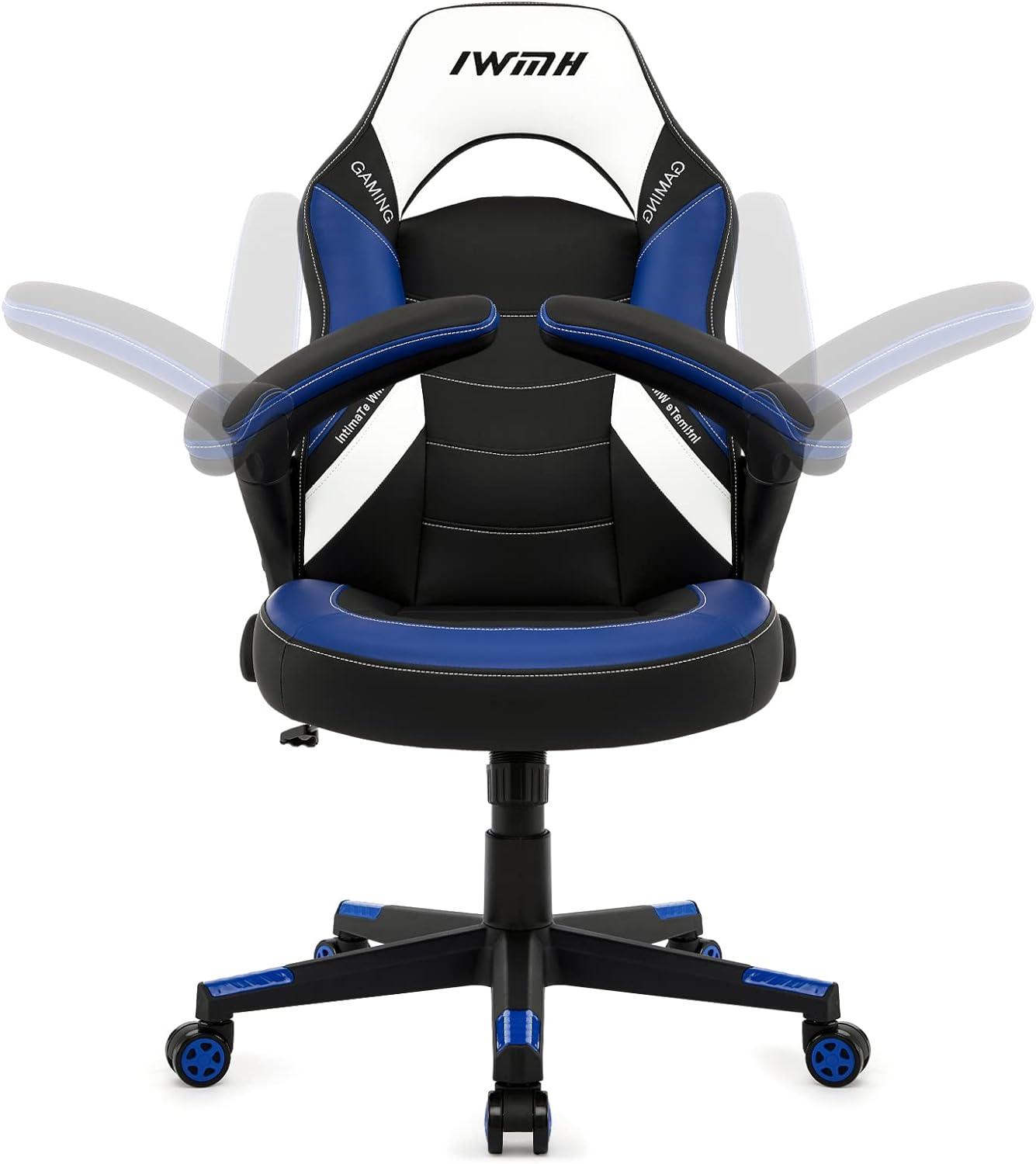 IntimaTe WM Heart Gaming Stuhl, Ergonomischer Gamer Stuhl, 360° drehbarer Racing Stuhl, Computerstuhl mit Multidirektional Verstellbare Armlehnen (Blau)