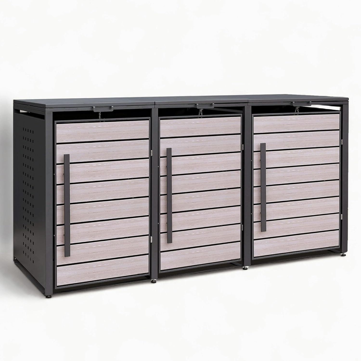 Metall Mülltonnenbox 3er Mülltonnenverkleidung 196 x 118 cm BoxyWood3 Anthrazit