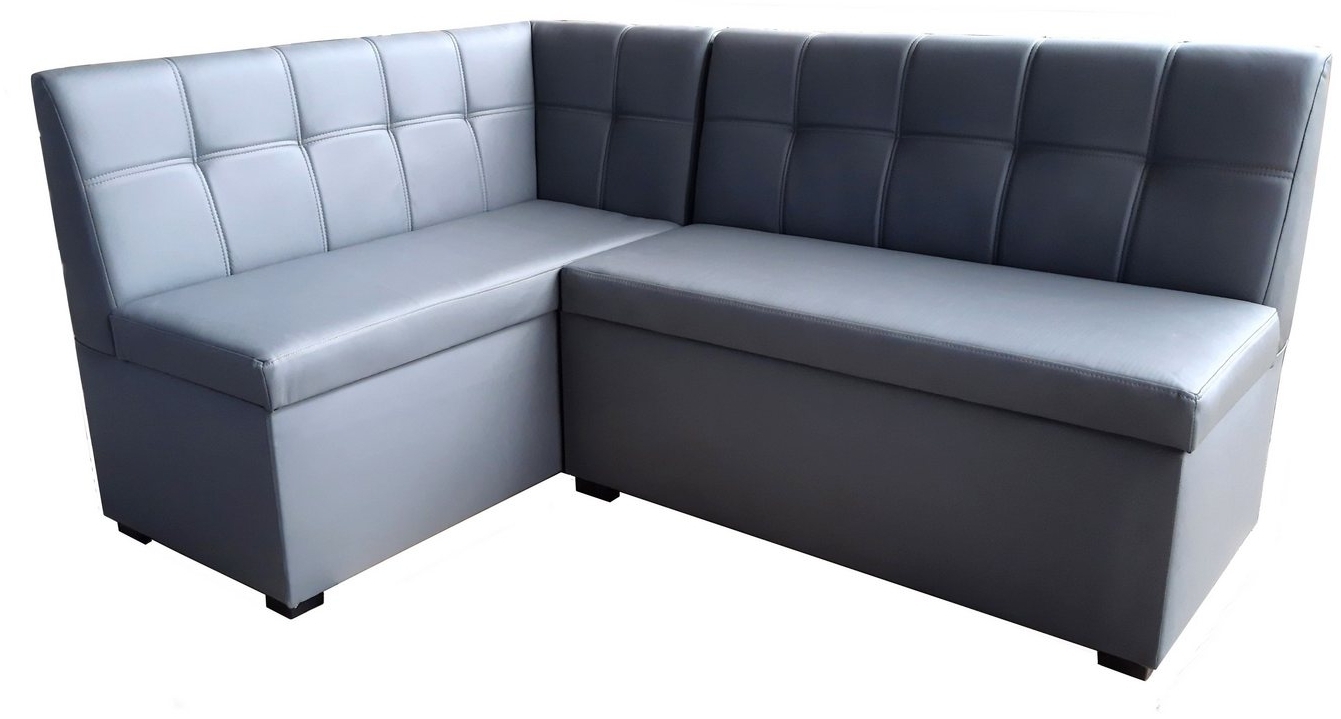 Rodnik Eckbank "Komo", Sitzbank, Grau, gepolstert, kurzer Schenkel Links, Kunstleder, Stauraum, Truhenbank, 167cmx121cm