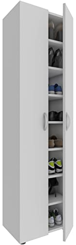 MID.YOU Schuhschrank, Weiß, Metall, 7 Fächer, erweiterbar, 49x173x30 cm, Garderobe, Schuhaufbewahrung